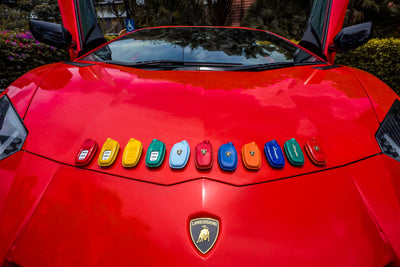 Bespoke Key Fob Covers in Ferrari Red Crocodile