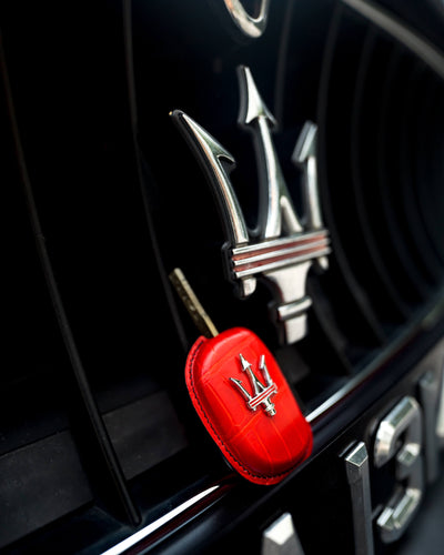 Bespoke Key Fob Cover in Ferrari Red Crocodile