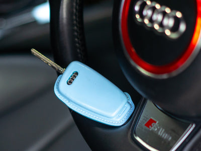 Bespoke Key Fob Covers in Baby Blue & Baby Pink Nappa