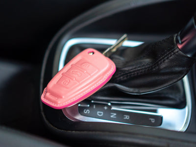 Bespoke Key Fob Covers in Baby Blue & Baby Pink Nappa