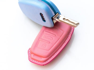 Bespoke Key Fob Covers in Baby Blue & Baby Pink Nappa