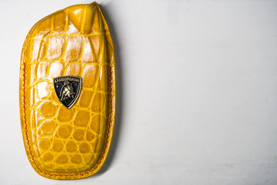 Bespoke Key Fob Cover in Yellow Crocodile