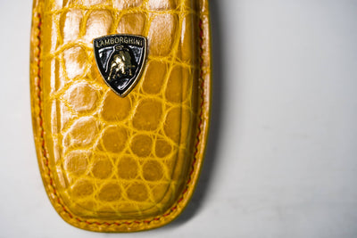 Bespoke Key Fob Cover in Yellow Crocodile