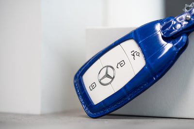 Bespoke Key Fob Cover in Electric Blue Crocodile