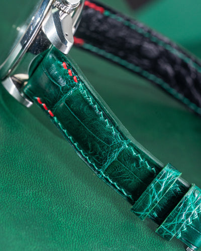 Bespoke Watch Strap in Emerald Green Crocodile