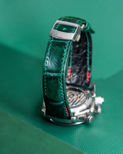 Bespoke Watch Strap in Emerald Green Crocodile