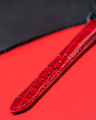 Bespoke Watch Strap in Ferrari Red Crocodile