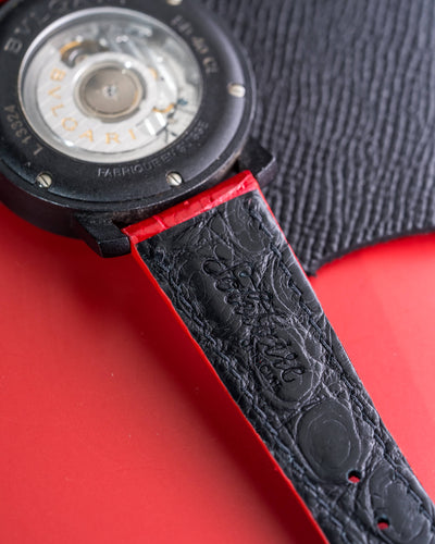 Bespoke Watch Strap in Ferrari Red Crocodile