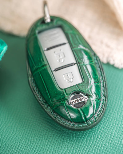 Bespoke Key Fob Cover in Green Crocodile