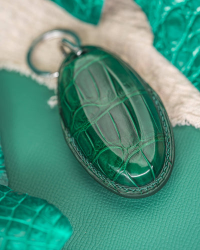 Bespoke Key Fob Cover in Green Crocodile