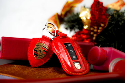 Bespoke Key Fob Cover in Ferrari Red Crocodile