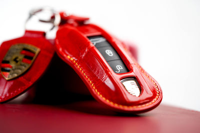 Bespoke Key Fob Cover in Ferrari Red Crocodile