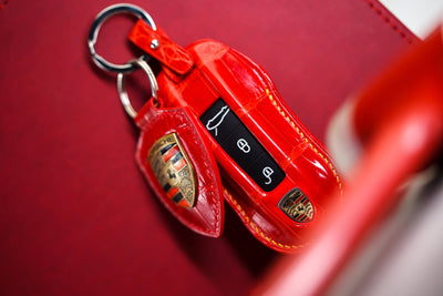 Bespoke Key Fob Cover in Ferrari Red Crocodile