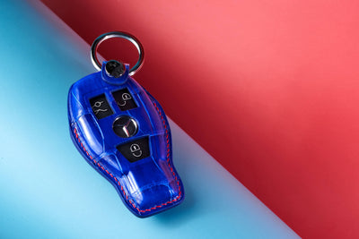 Bespoke Key Fob Cover in Electric Blue Crocodile