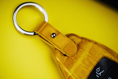 Bespoke Key Fob Cover in Yellow Crocodile