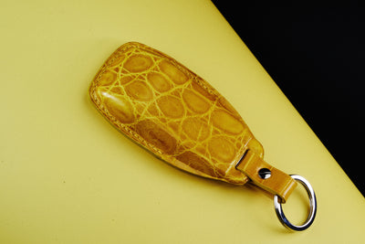 Bespoke Key Fob Cover in Yellow Crocodile