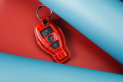 Bespoke Key Fob Cover in Ferrari Red Crocodile