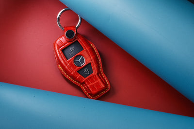 Bespoke Key Fob Cover in Ferrari Red Crocodile