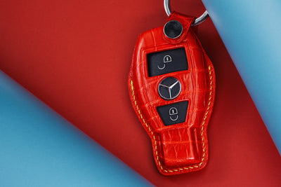 Bespoke Key Fob Cover in Ferrari Red Crocodile