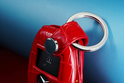 Bespoke Key Fob Cover in Ferrari Red Crocodile