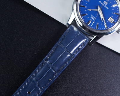 Bespoke Watch Strap in Navy Blue Crocodile