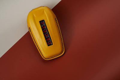 Bespoke Key Fob Cover in Yellow Nappa