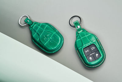 Bespoke Key Fob Covers in Green Crocodile