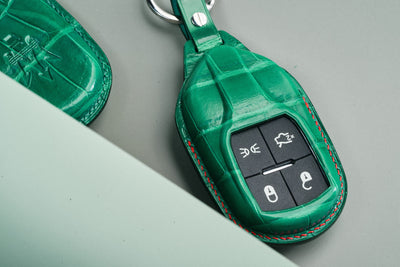 Bespoke Key Fob Covers in Green Crocodile