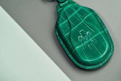 Bespoke Key Fob Covers in Green Crocodile