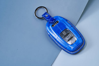 Bespoke Key Fob Cover in Electric Blue Crocodile