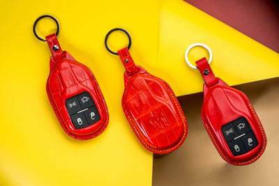 Bespoke Key Fob Covers in Ferrari Red Crocodile & Nappa