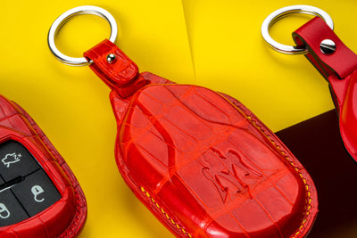 Bespoke Key Fob Covers in Ferrari Red Crocodile & Nappa