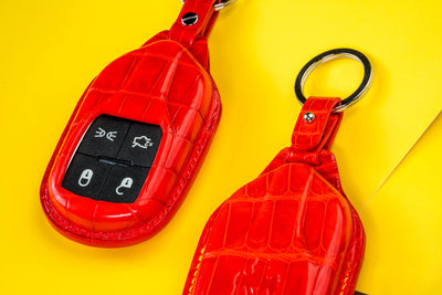 Bespoke Key Fob Covers in Ferrari Red Crocodile & Nappa