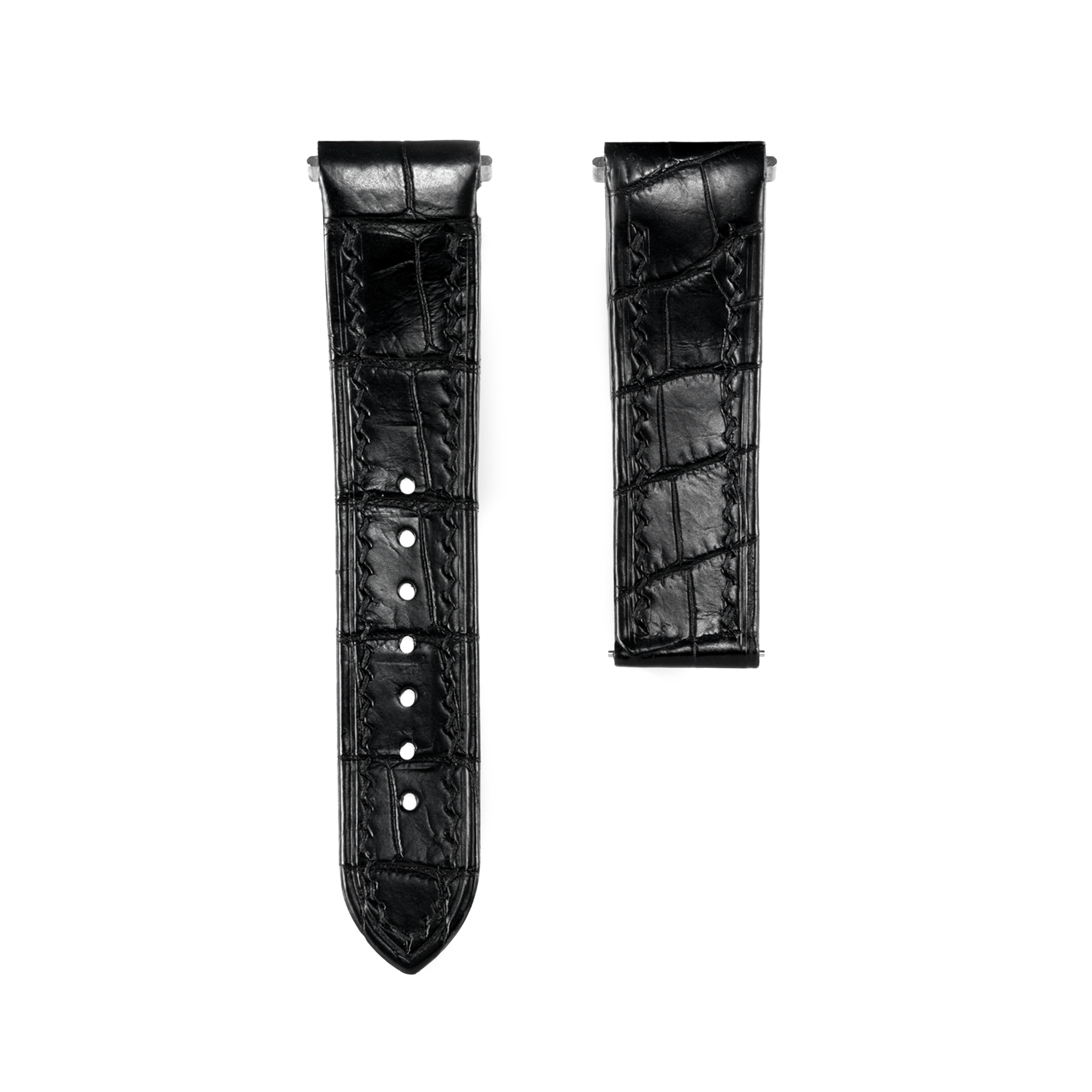 CRL5000610 - Santos de Cartier belt - Black crocodile skin,  palladium-finish buckle - Cartier