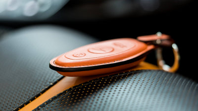 Bespoke Key Fob Cover in Orange Nappa