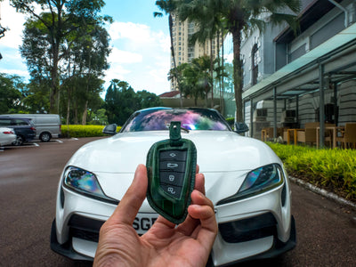 Bespoke Key Fob Cover in Green Crocodile