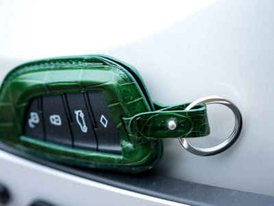 Bespoke Key Fob Cover in Green Crocodile