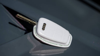 Bespoke Key Fob Cover in White Crocodile