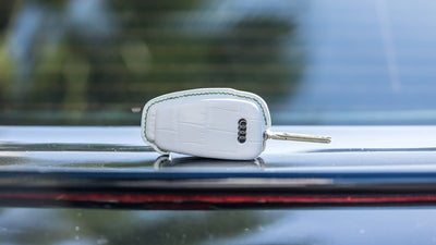 Bespoke Key Fob Cover in White Crocodile