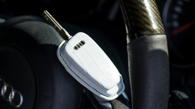 Bespoke Key Fob Cover in White Crocodile