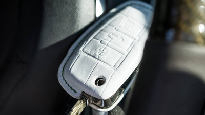 Bespoke Key Fob Cover in White Crocodile