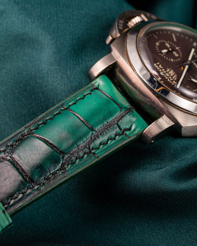 Bespoke Watch Strap in Ombre Green Crocodile