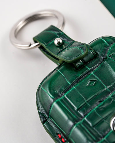 Bespoke Key Fob Covers in Hunter Green and Grey Crocodile