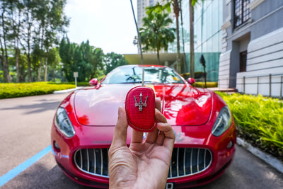 Bespoke Key Fob Cover in Ferrari Red Crocodile