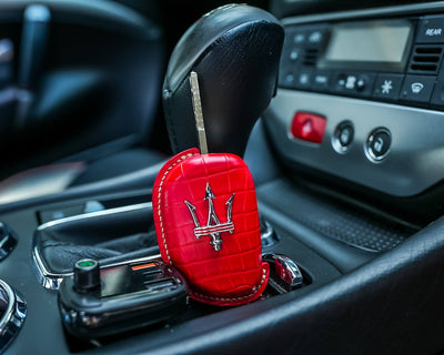 Bespoke Key Fob Cover in Ferrari Red Crocodile