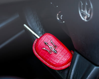 Bespoke Key Fob Cover in Ferrari Red Crocodile