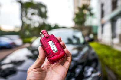 Bespoke Key Fob Cover in Red Himalayan Crocodile