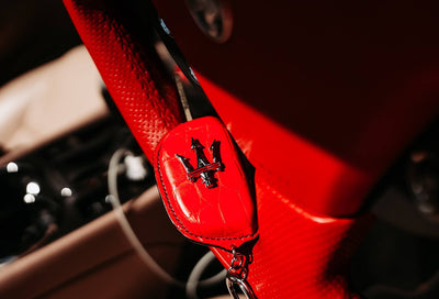 Bespoke Key Fob Cover in Ferrari Red Crocodile