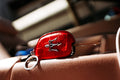 Bespoke Key Fob Cover in Ferrari Red Crocodile