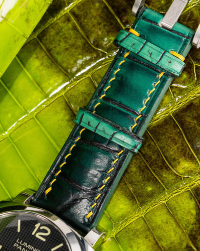 Bespoke Watch Strap in Ombre Green Crocodile